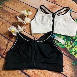 2 LIVI ACTIVE FRONT ZIP RACERBACK WORK OUT TOPS